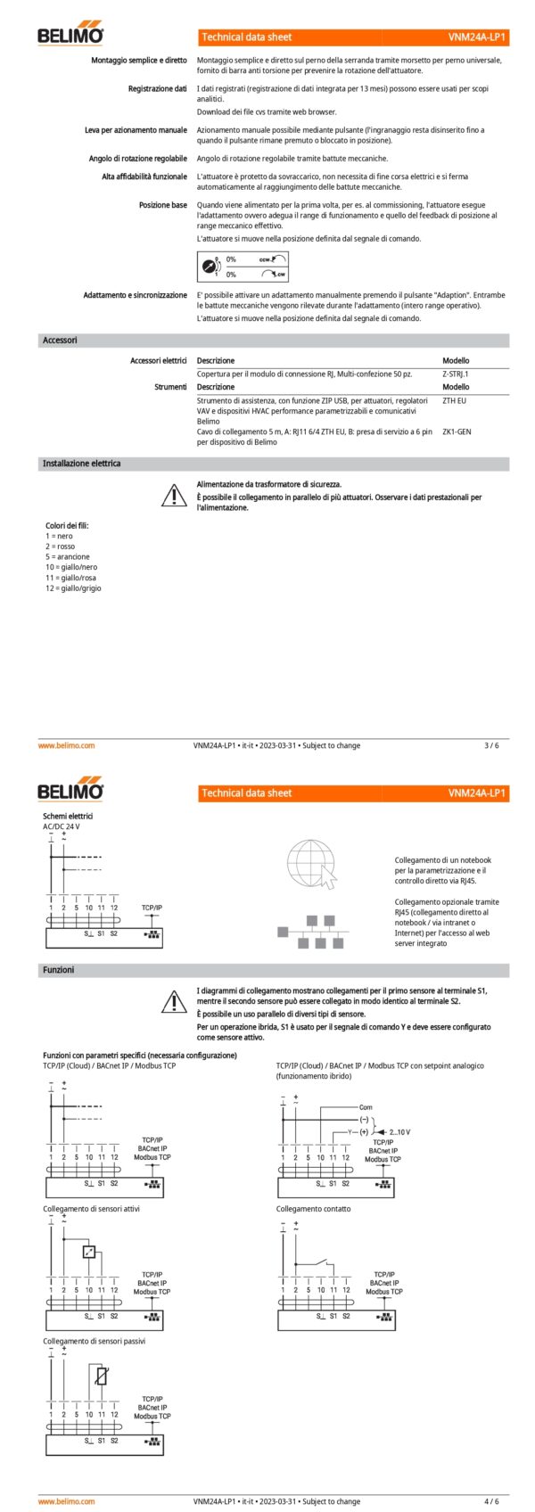VNM24A-LP1 Attuatore rotativo, 10 Nm, AC/DC 24 V, Cloud, BACnet IP, Modbus TCP, 150 s (43...173 s), IP40 - immagine 3