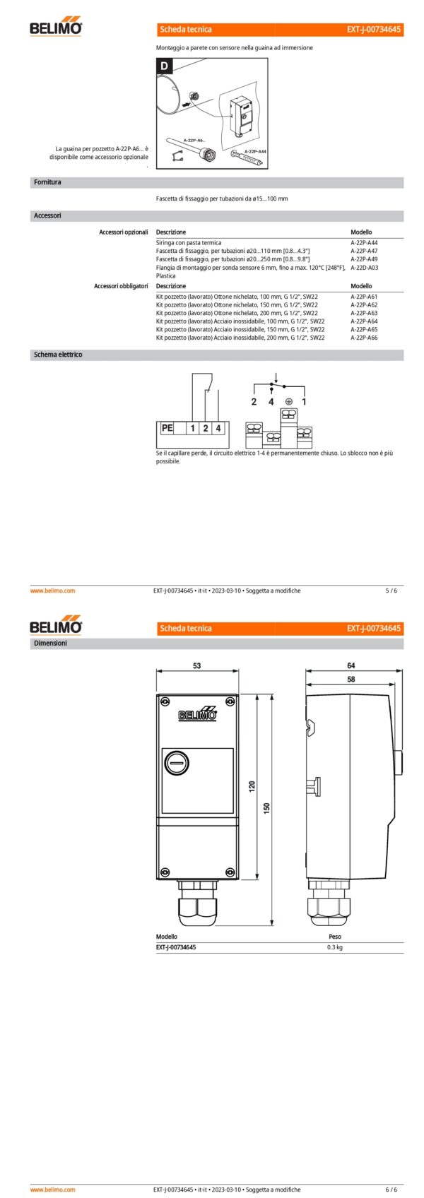 EXT-J-00734645 Limitatore di temperatura di sicurezza STB, Switch, 50...80°C, Capillare 1 m, Reset manuale - immagine 4