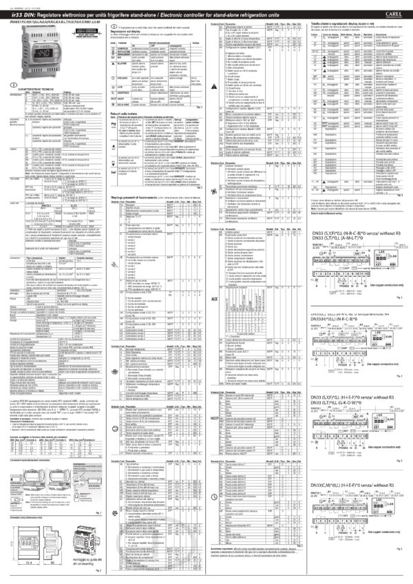 DN33F0ET00 4 relays: compressor (16 A), defrost (16 A), fan (8 A), auxiliary/light (8 A), IR sensor, RTC - immagine 2
