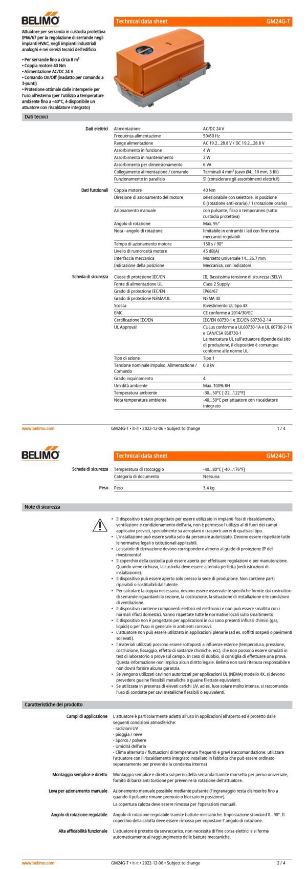 GM24G-T Attuatore rotativo, 40 Nm, AC/DC 24 V, On/Off, 150 s, IP66/67, Terminali - immagine 2