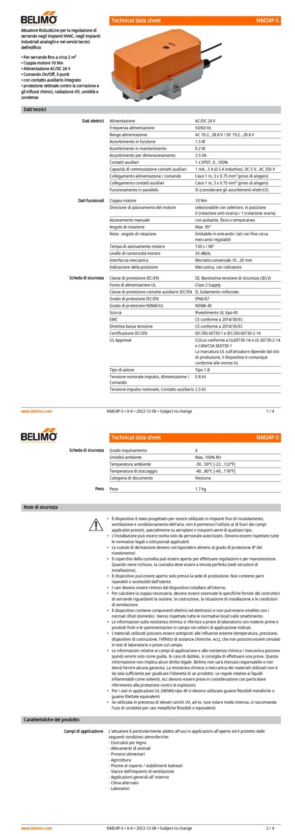 NM24P-S Attuatore rotativo (RobustLine), 10 Nm, AC/DC 24 V, On/Off, 3-punti, 150 s, 1 x SPDT, IP66/67 - immagine 2