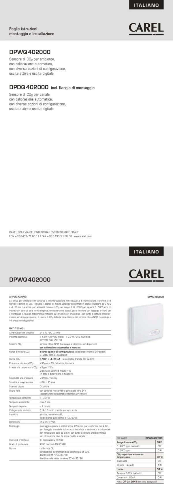 DPWQ402000 CO2 air quality sensor 0 to 10 Vdc output - immagine 2