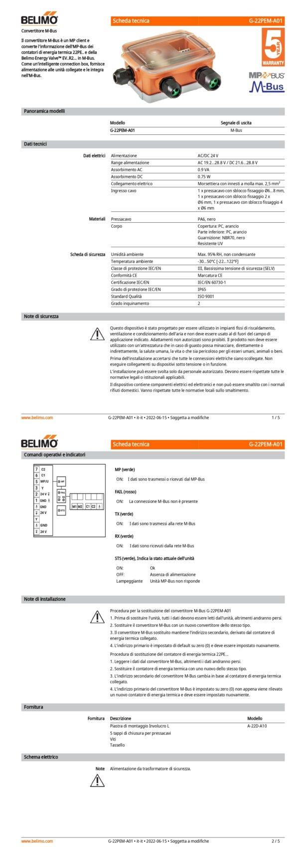G-22PEM-A01 Convertitore M-Bus - immagine 2