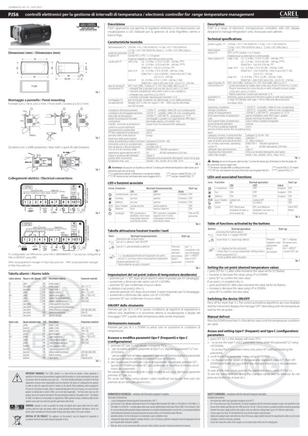 PJS6X0H000 2 relays: compressor (2 Hp), heater (8 A), 230 Vac power supply, red LEDs - immagine 2