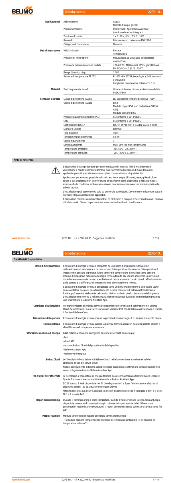 22PE-1UG Contabilizzatore di energia termica, AC/DC 24 V, DN 40, Temperatura del fluido -20...120°C - immagine 3