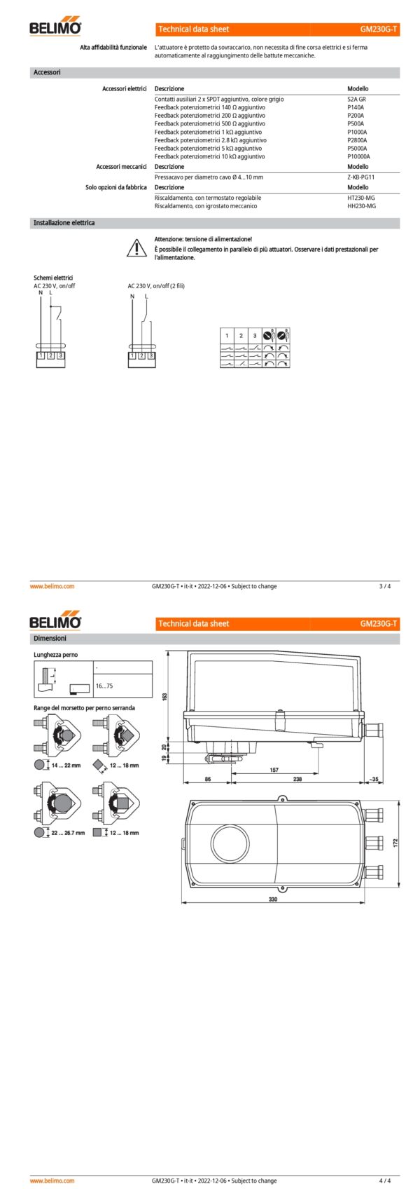 GM230G-T Attuatore rotativo, 40 Nm, AC 100...240 V, On/Off, 150 s, IP66/67, Terminali - immagine 3