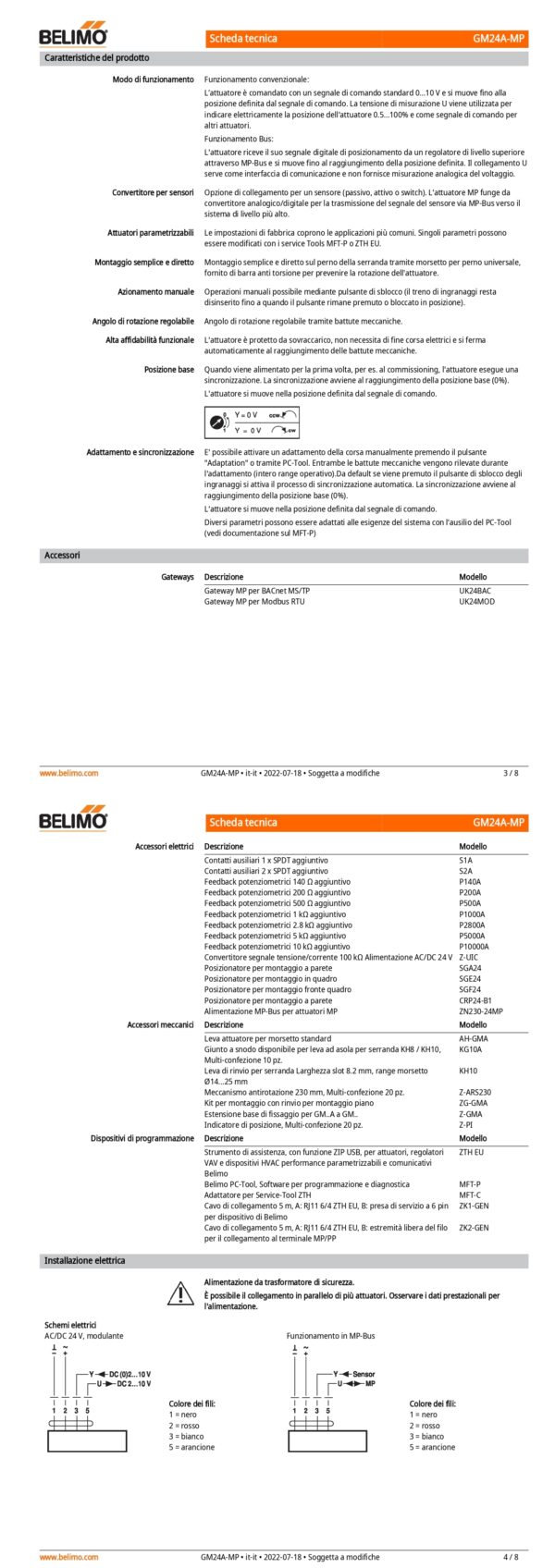 GM24A-MP Attuatore rotativo, 40 Nm, AC/DC 24 V, MP-Bus, 150 s (75...290 s), IP54 - immagine 3