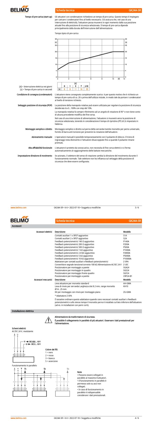 GK24A-SR Attuatore rotativo con funzione di sicurezza, 40 Nm, AC/DC 24 V, 2...10 V, 150 s, IP54 - immagine 3