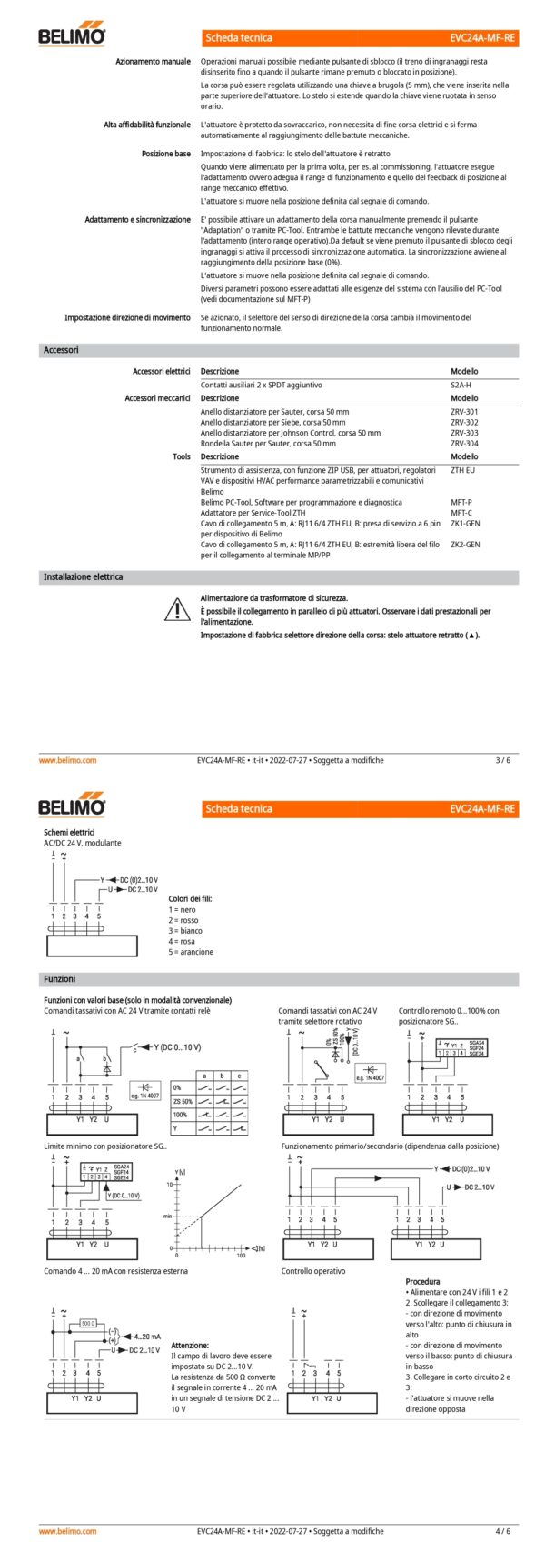 EVC24A-MF-RE Attuatore per valvole a globo (Retrofit), 2500 N, AC/DC 24 V, 2...10 V, 44 s, Corsa 50 mm, IP54 - immagine 3