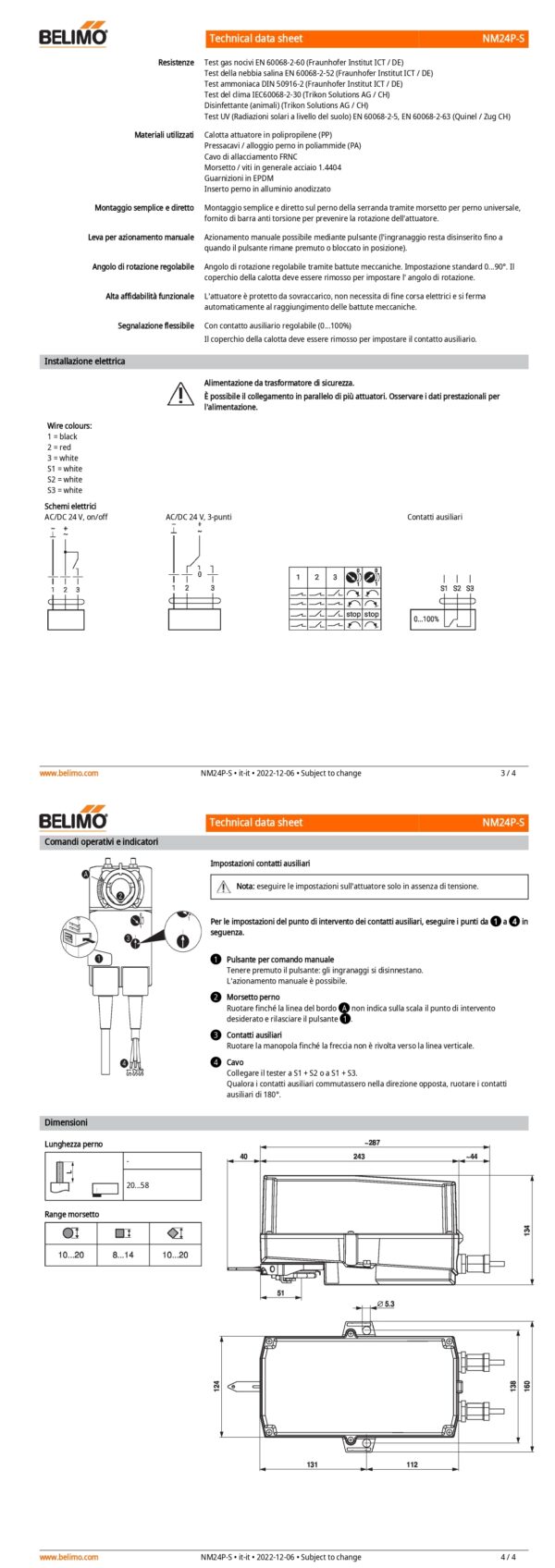NM24P-S Attuatore rotativo (RobustLine), 10 Nm, AC/DC 24 V, On/Off, 3-punti, 150 s, 1 x SPDT, IP66/67 - immagine 3