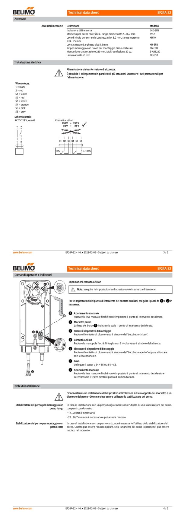EF24A-S2 Attuatore rotativo con funzione di sicurezza, 30 Nm, AC/DC 24 V, On/Off, 75 s, 2 x SPDT, IP54 - immagine 3