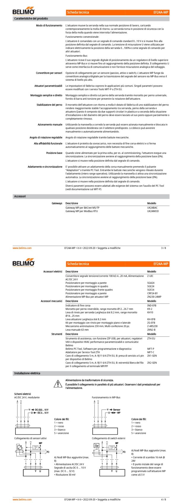 EF24A-MP Attuatore rotativo con funzione di sicurezza, 30 Nm, AC/DC 24 V, MP-Bus, 150 s (60...150 s), IP54 - immagine 3