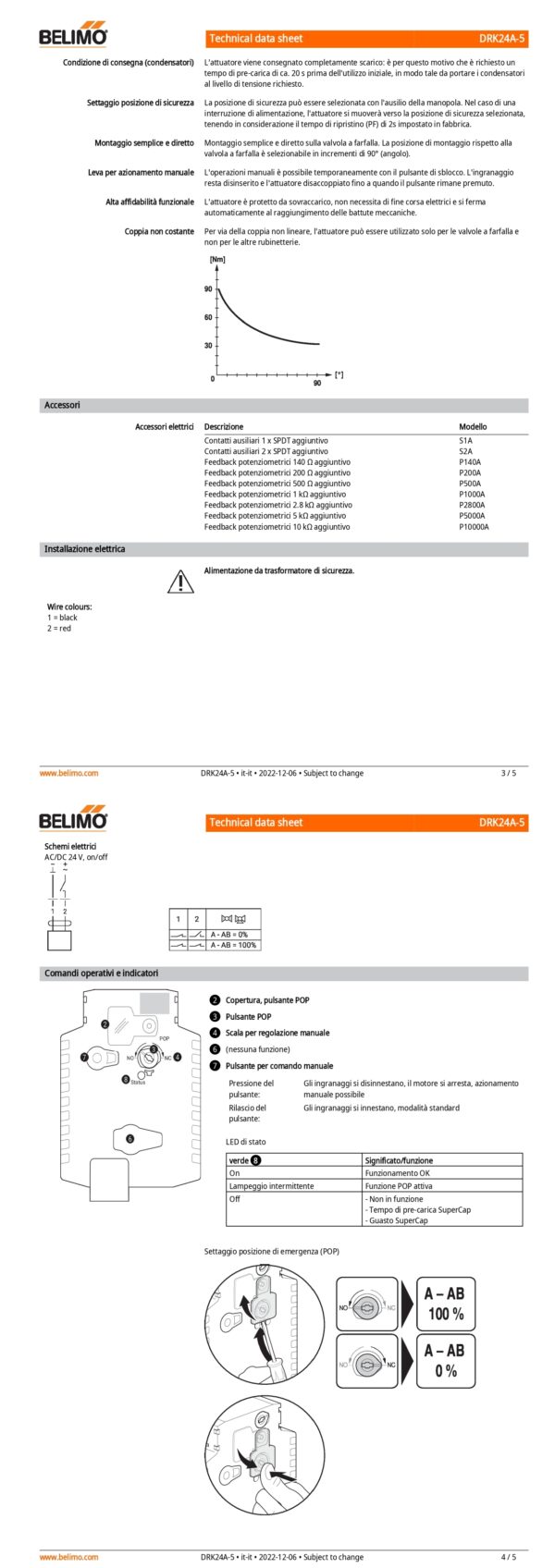 DRK24A-5 Attuatore rotativo con funzione di sicurezza NC / NO, Max. 90 Nm (non costante), AC/DC 24 V, On/Off, 150 s, IP54, F05 - immagine 3