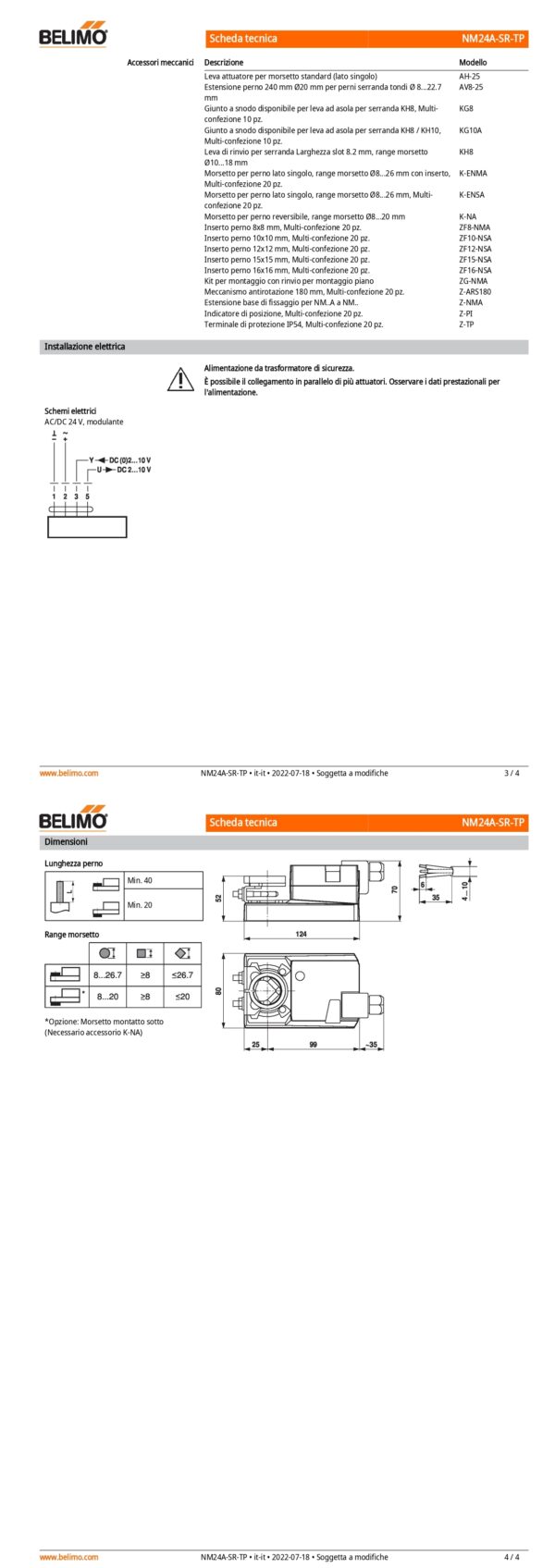 NM24A-TP Attuatore rotativo, 10 Nm, AC/DC 24 V, On/Off, 3-punti, 150 s, IP54, Terminali - immagine 2