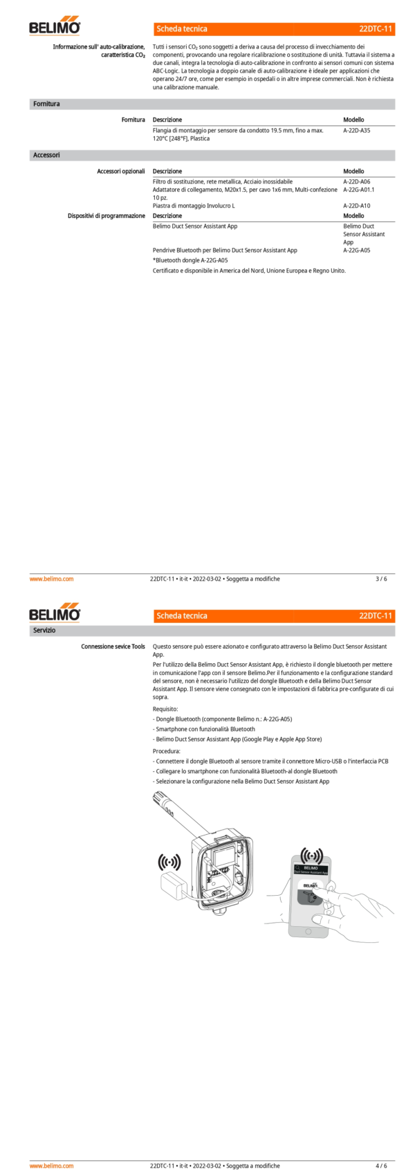 22DTC-11 Sensore di CO₂ / temperatura da canale attivo, 0...5 V, 0...10 V, Lunghezza sensore 180 mm, Diametro sensore 19.5 mm - immagine 3
