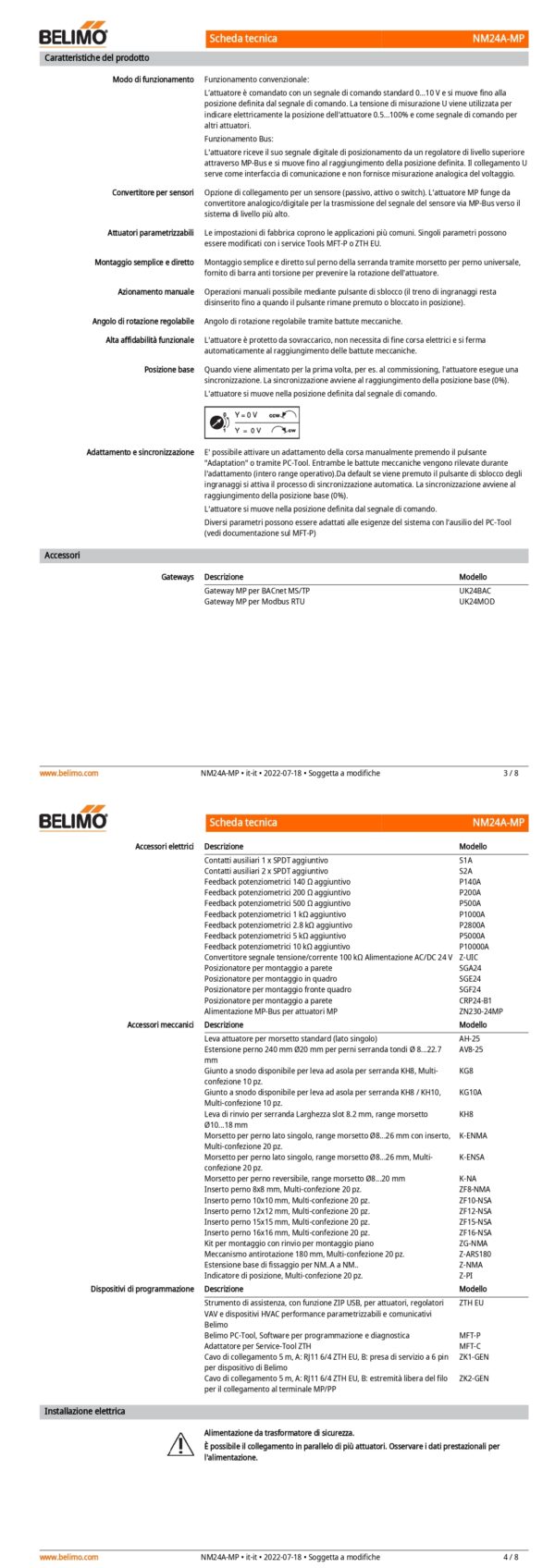 NM24A-MP Attuatore rotativo, 10 Nm, AC/DC 24 V, MP-Bus, 150 s (43...173 s), IP54 - immagine 3