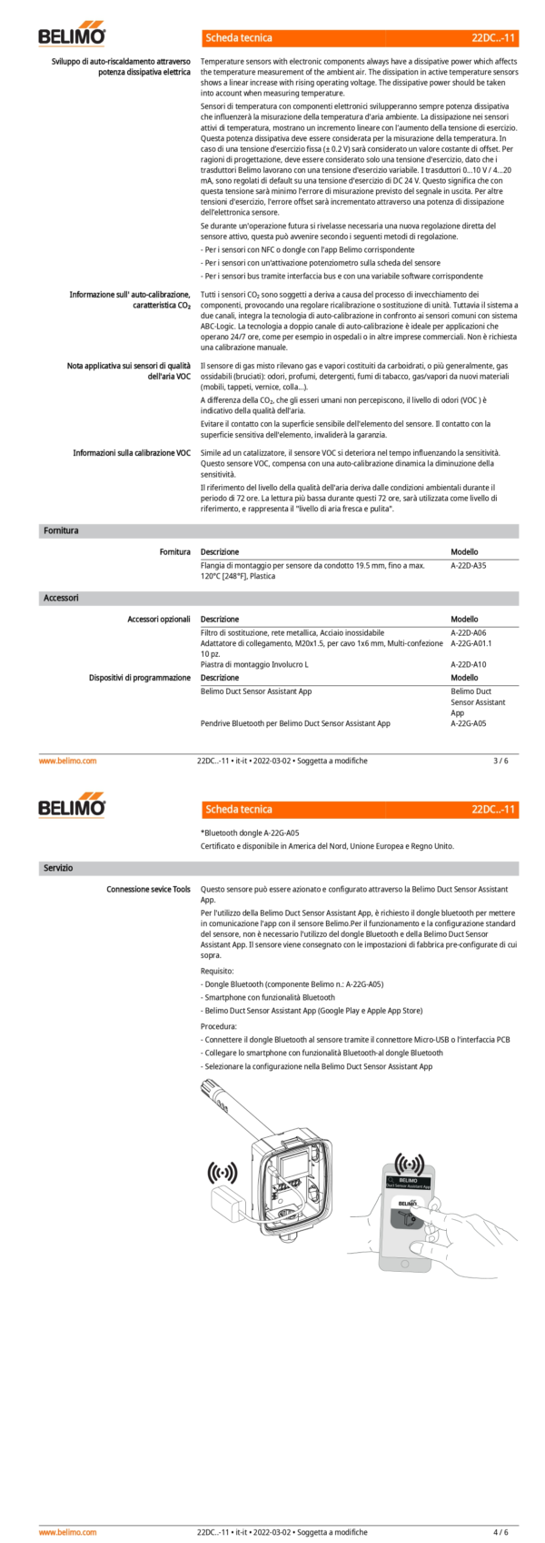 22DCK-11 Sensore di CO₂ / VOC / CO₂+VOC mix / temperatura da canale attivo, 0...5 V, 0...10 V, Lunghezza sensore 180 mm, Diametro sensore 19.5 mm - immagine 3