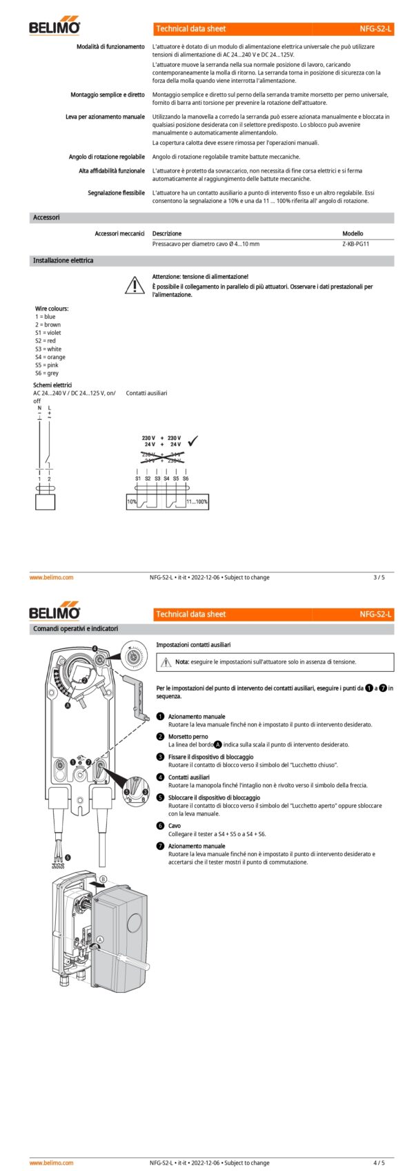NFG-S2-L Attuatore rotativo con funzione di sicurezza, 10 Nm, AC 24...240 V / DC 24...125 V, On/Off, 75 s, 2 x SPDT, IP66/67 - immagine 3