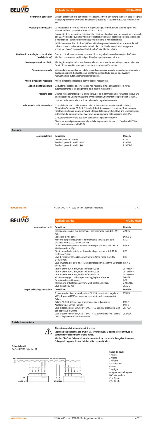NF24A-MOD Attuatore rotativo con funzione di sicurezza, 10 Nm, AC/DC 24 V, BACnet MS/TP, Modbus RTU, MP-Bus, 150 s (40...150 s), IP54 - immagine 3