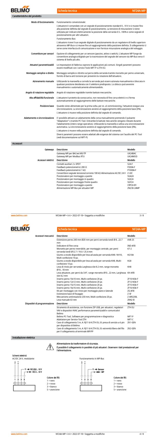 NF24A-MP Attuatore rotativo con funzione di sicurezza, 10 Nm, AC/DC 24 V, MP-Bus, 150 s (40...150 s), IP54 - immagine 3