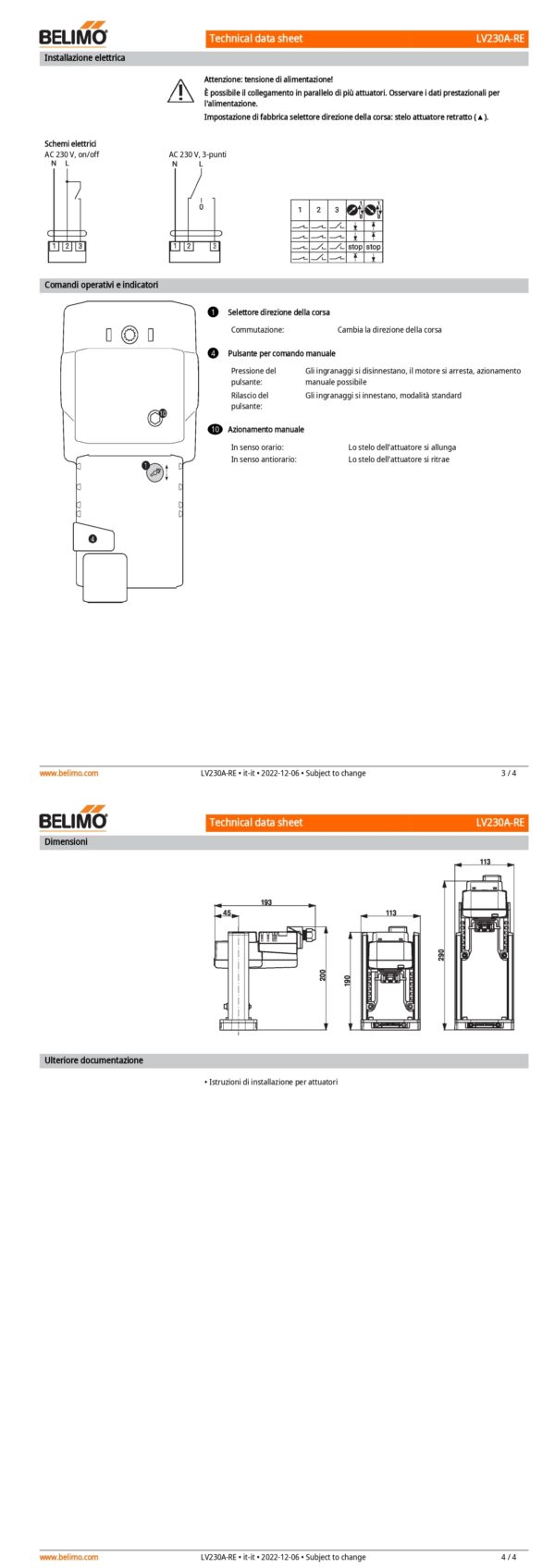 LV230A-RE Attuatore per valvole a globo (Retrofit), 500 N, AC 100...240 V, On/Off, 3-punti, 200 s, Corsa 20 mm, IP54, Terminali - immagine 3