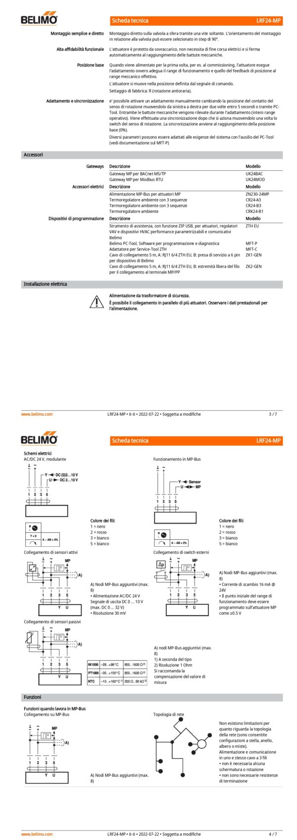 LRF24-MP Attuatore rotativo con funzione di sicurezza NC, 4 Nm, AC/DC 24 V, MP-Bus, 75 s (75...300 s), IP54 - immagine 3