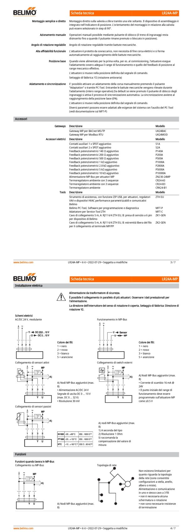 LR24A-MP Attuatore rotativo, 5 Nm, AC/DC 24 V, MP-Bus, 90 s (35...420 s), IP54 - immagine 3