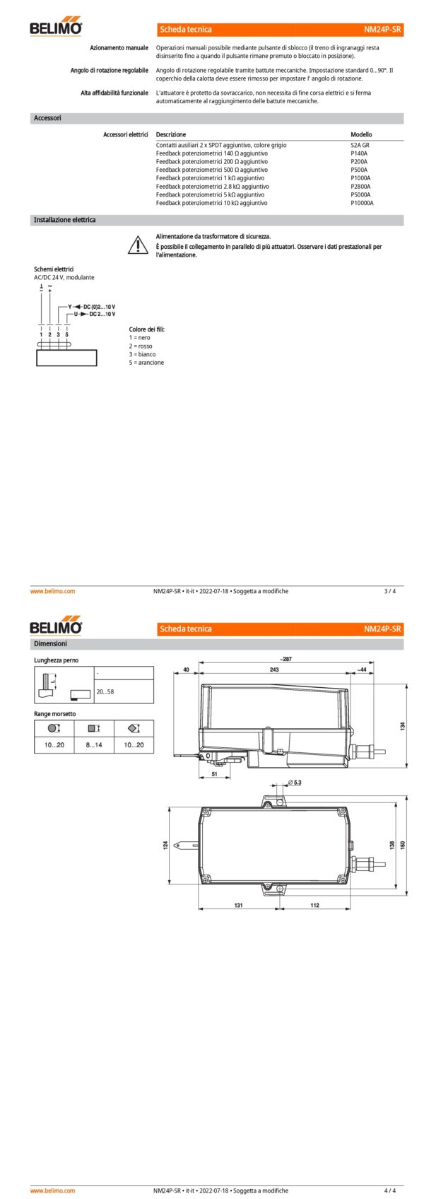 NM24P-SR Attuatore rotativo (RobustLine), 10 Nm, AC/DC 24 V, 2...10 V, 150 s, IP66/67 - immagine 3