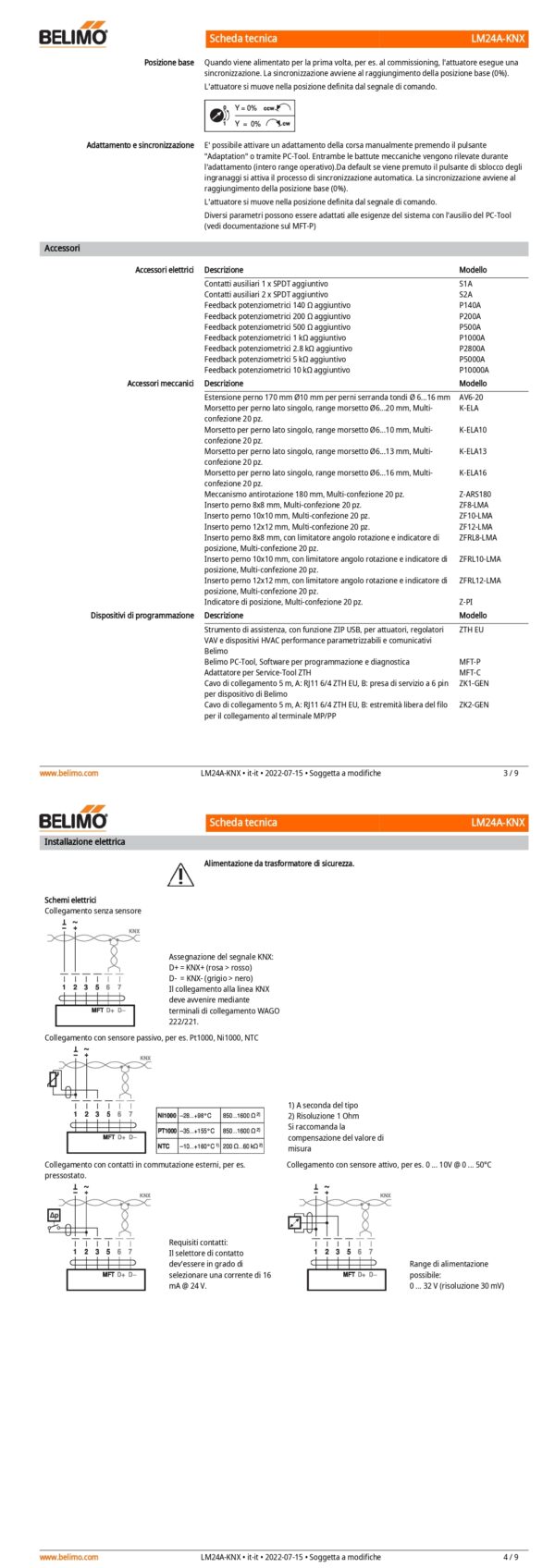 LM24A-KNX Attuatore rotativo, 5 Nm, AC/DC 24 V, KNX (S-Mode), 150 s (35...150 s), IP54 - immagine 3