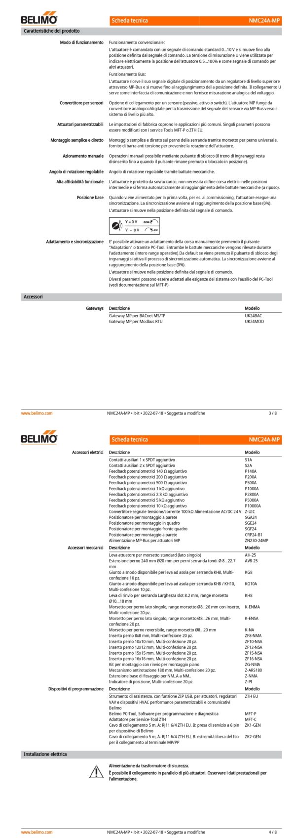 NMC24A-MP Attuatore rotativo a corsa veloce, 10 Nm, AC/DC 24 V, MP-Bus, 35 s (20...75 s), IP54 - immagine 3