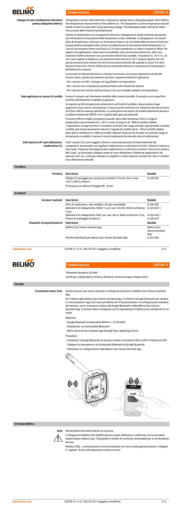 22DTM-15 Sensore di CO₂ / umidità / temperatura da canale attivo, Modbus, 0...5 V, 0...10 V, Lunghezza sensore 180 mm, Diametro sensore 19.5 mm - immagine 3
