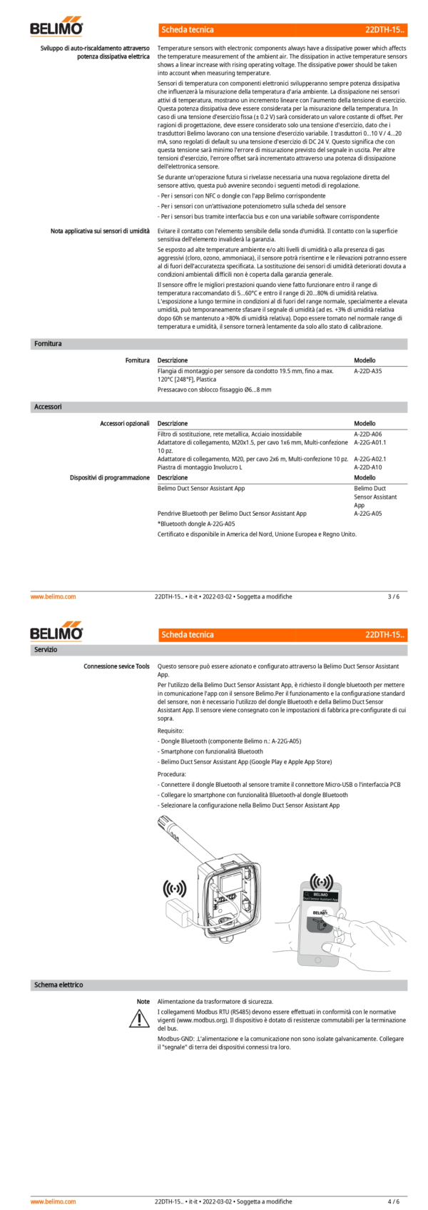 22DTH-15Q Sensore di umidità / temperatura da canale attivo, Modbus, 0...5 V, 0...10 V, Lunghezza sensore 270 mm, Diametro sensore 19.5 mm - immagine 3