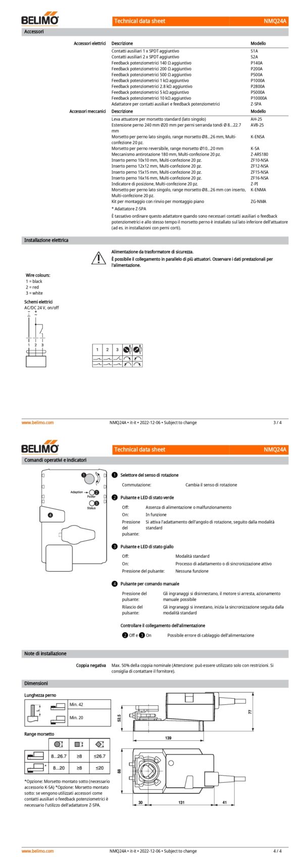 NMQ24A Attuatore rotativo a corsa molto rapida, 8 Nm, AC/DC 24 V, On/Off, 4 s, IP54 - immagine 3