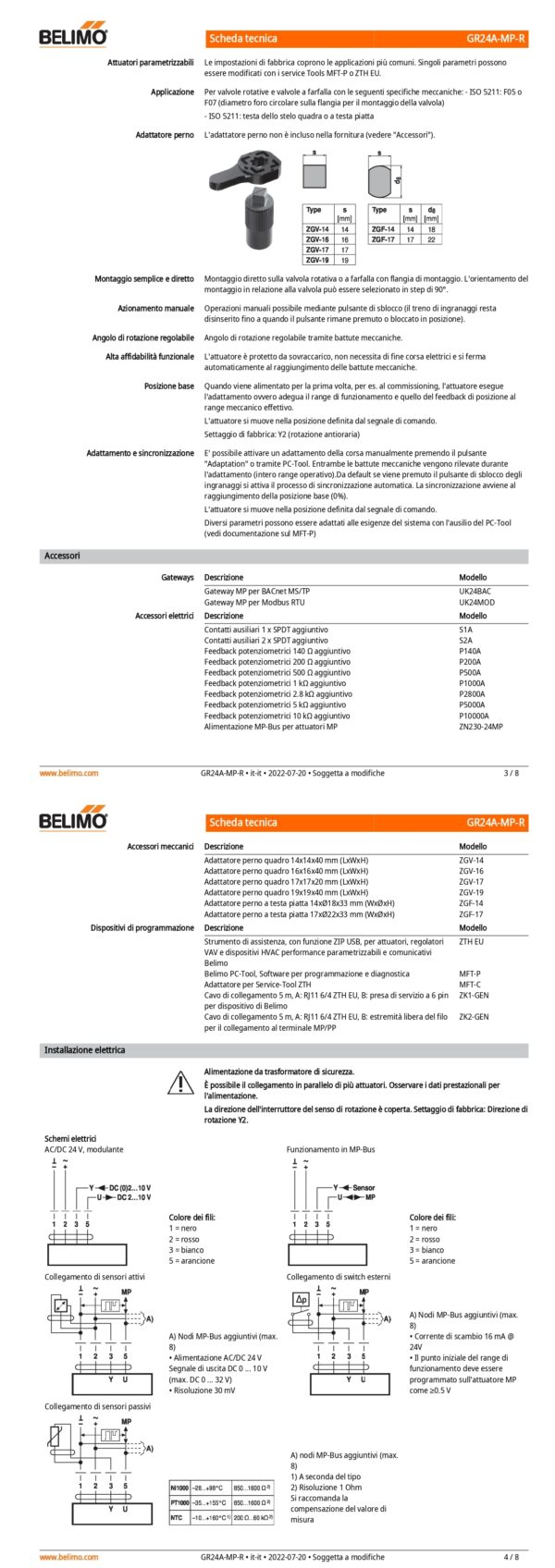 GR24A-MP-R Attuatore rotativo (retrofit), 40 Nm, AC/DC 24 V, MP-Bus, 90 s (75...270 s), IP54, F05/F07 - immagine 3