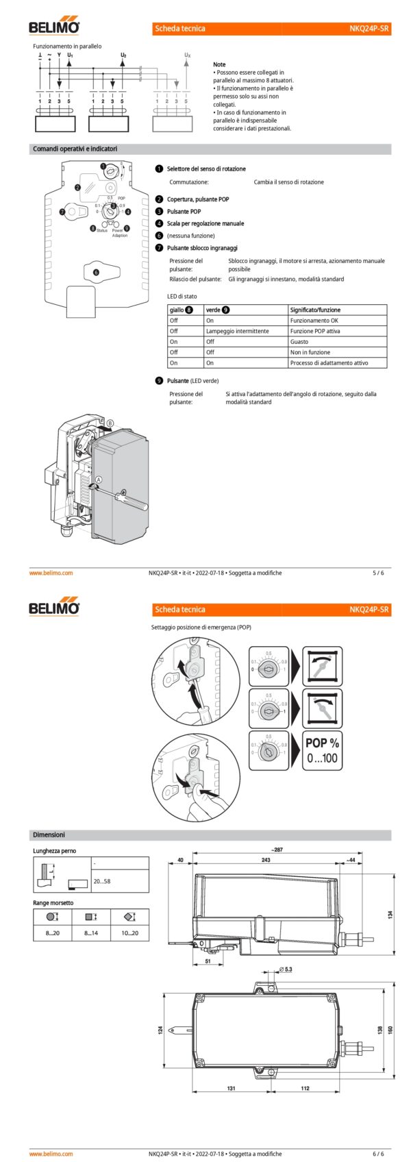 NKQ24P-SR Attuatore rotativo (RobustLine) con funzione di sicurezza, 6 Nm, AC/DC 24 V, 2...10 V, 4 s, IP66/67 - immagine 4
