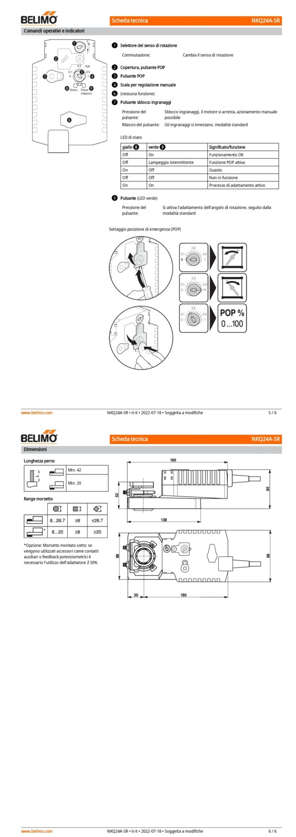 NKQ24A-SR Attuatore rotativo a corsa molto rapida, 6 Nm, AC/DC 24 V, 2...10 V, 4 s, IP54 - immagine 4