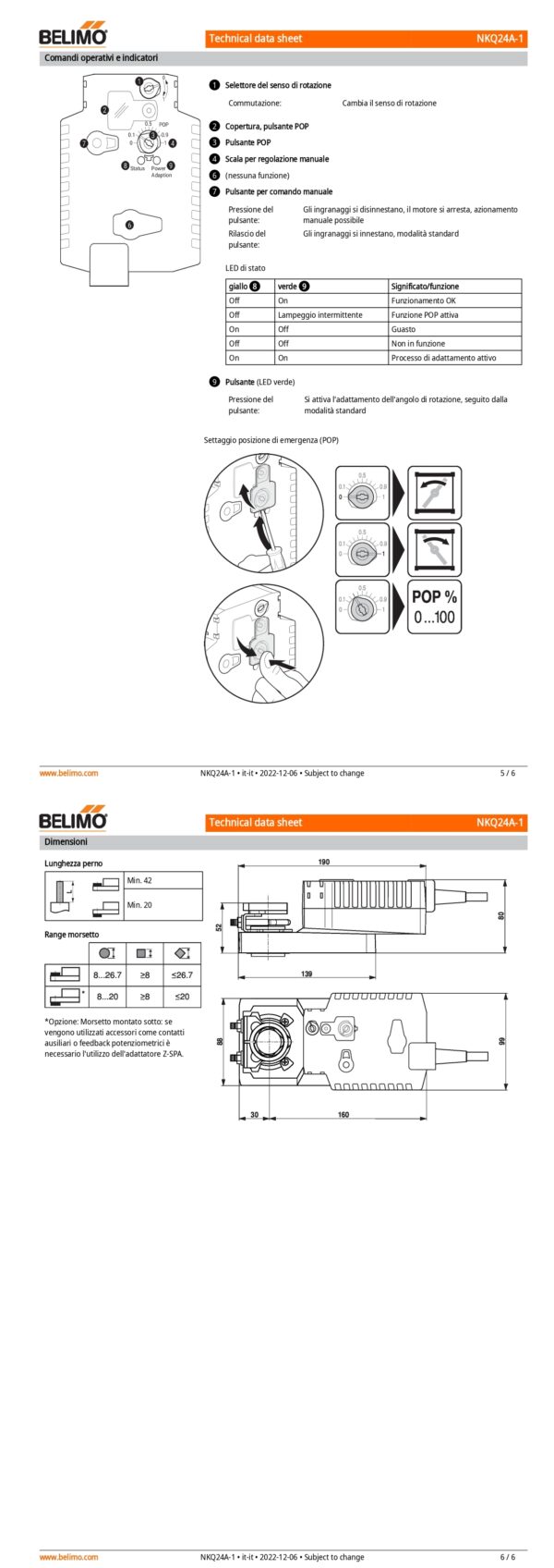 NKQ24A-1 Attuatore rotativo a corsa molto rapida, 6 Nm, AC/DC 24 V, On/Off, 4 s, IP54 - immagine 4