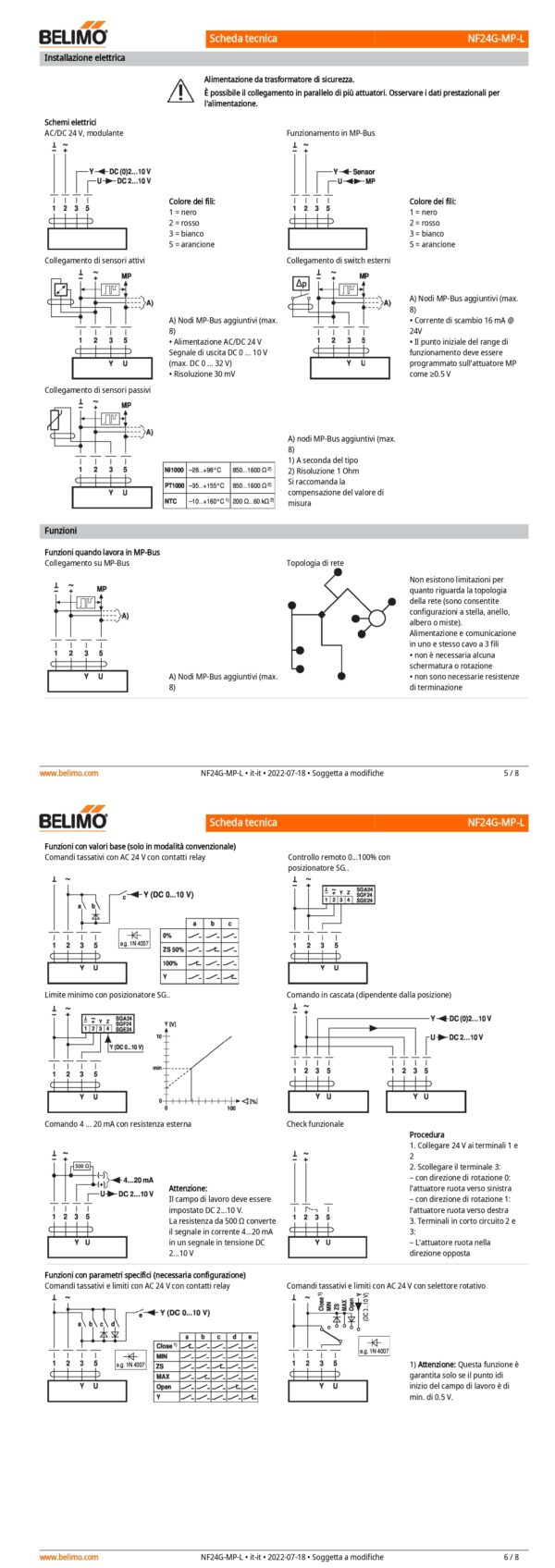 NF24G-MP-L Attuatore rotativo con funzione di sicurezza, 10 Nm, AC/DC 24 V, MP-Bus, 150 s (40...150 s), IP66/67 - immagine 4