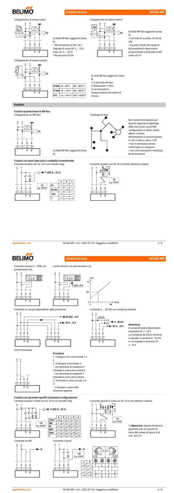 NF24A-MP Attuatore rotativo con funzione di sicurezza, 10 Nm, AC/DC 24 V, MP-Bus, 150 s (40...150 s), IP54 - immagine 4