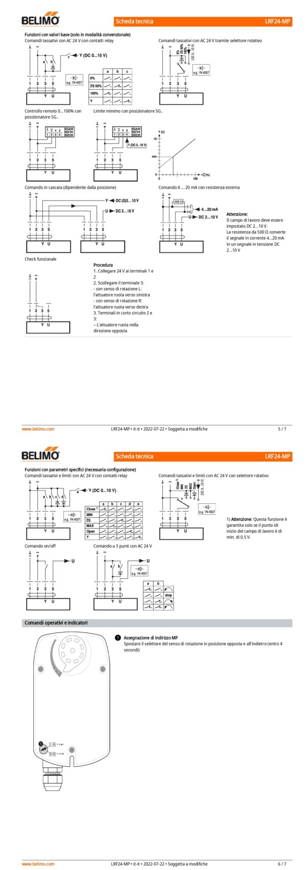LRF24-MP Attuatore rotativo con funzione di sicurezza NC, 4 Nm, AC/DC 24 V, MP-Bus, 75 s (75...300 s), IP54 - immagine 4