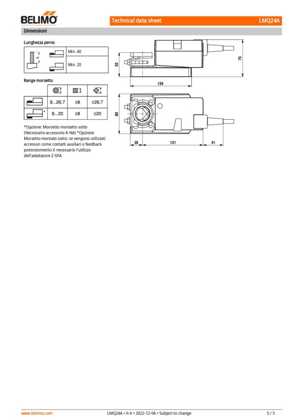 LMQ24A Attuatore rotativo a corsa molto rapida, 4 Nm, AC/DC 24 V, On/Off, 2.5 s, IP54 - immagine 4