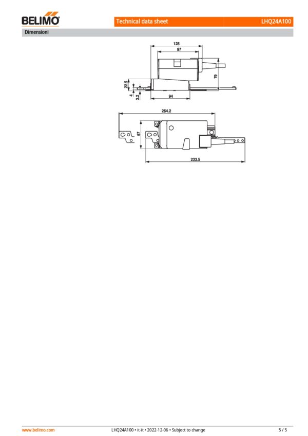 LHQ24A100 Attuatore Lineare, 100 N, AC/DC 24 V, On/Off, 3.5 s, Corsa 100 mm, IP54 - immagine 4