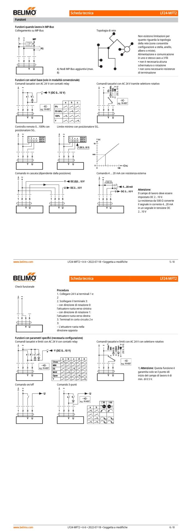 LF24-MFT2 Attuatore rotativo con funzione di sicurezza, 4 Nm, AC/DC 24 V, MP-Bus, 150 s (75...300 s), IP54 - immagine 4