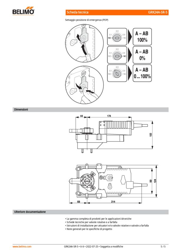 GRK24A-SR-5 Attuatore rotativo con funzione di sicurezza NC / NO, 40 Nm, AC/DC 24 V, 2...10 V, 150 s, IP54, F05 - immagine 4