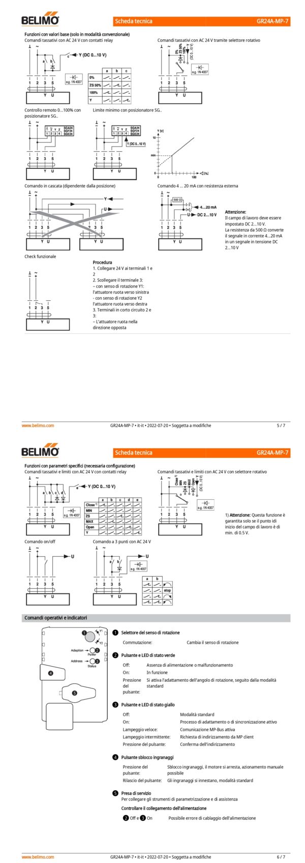 GR24A-MP-7 Attuatore rotativo, 40 Nm, AC/DC 24 V, MP-Bus, 90 s (75...270 s), IP54, F07 - immagine 4