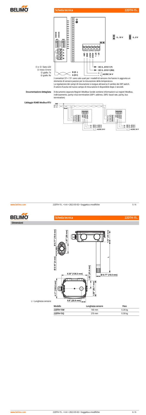 22DTH-15Q Sensore di umidità / temperatura da canale attivo, Modbus, 0...5 V, 0...10 V, Lunghezza sensore 270 mm, Diametro sensore 19.5 mm - immagine 4