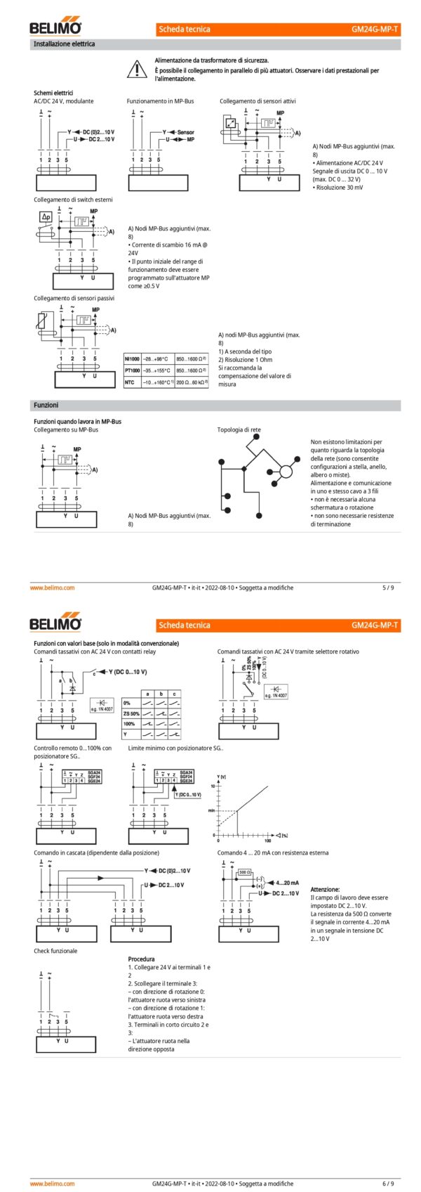 GM24G-MP-T Attuatore rotativo, 40 Nm, AC/DC 24 V, MP-Bus, 150 s (90...150 s), IP66/67, Terminali - immagine 4