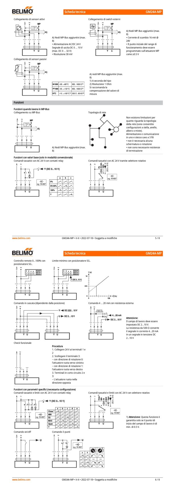GM24A-MP Attuatore rotativo, 40 Nm, AC/DC 24 V, MP-Bus, 150 s (75...290 s), IP54 - immagine 4