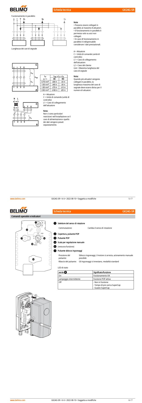 GK24G-SR Attuatore rotativo con funzione di sicurezza, 40 Nm, AC/DC 24 V, 2...10 V, 150 s, IP66/67 - immagine 4
