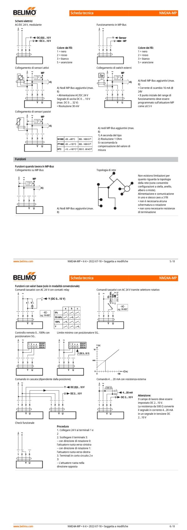 NM24A-MP Attuatore rotativo, 10 Nm, AC/DC 24 V, MP-Bus, 150 s (43...173 s), IP54 - immagine 4